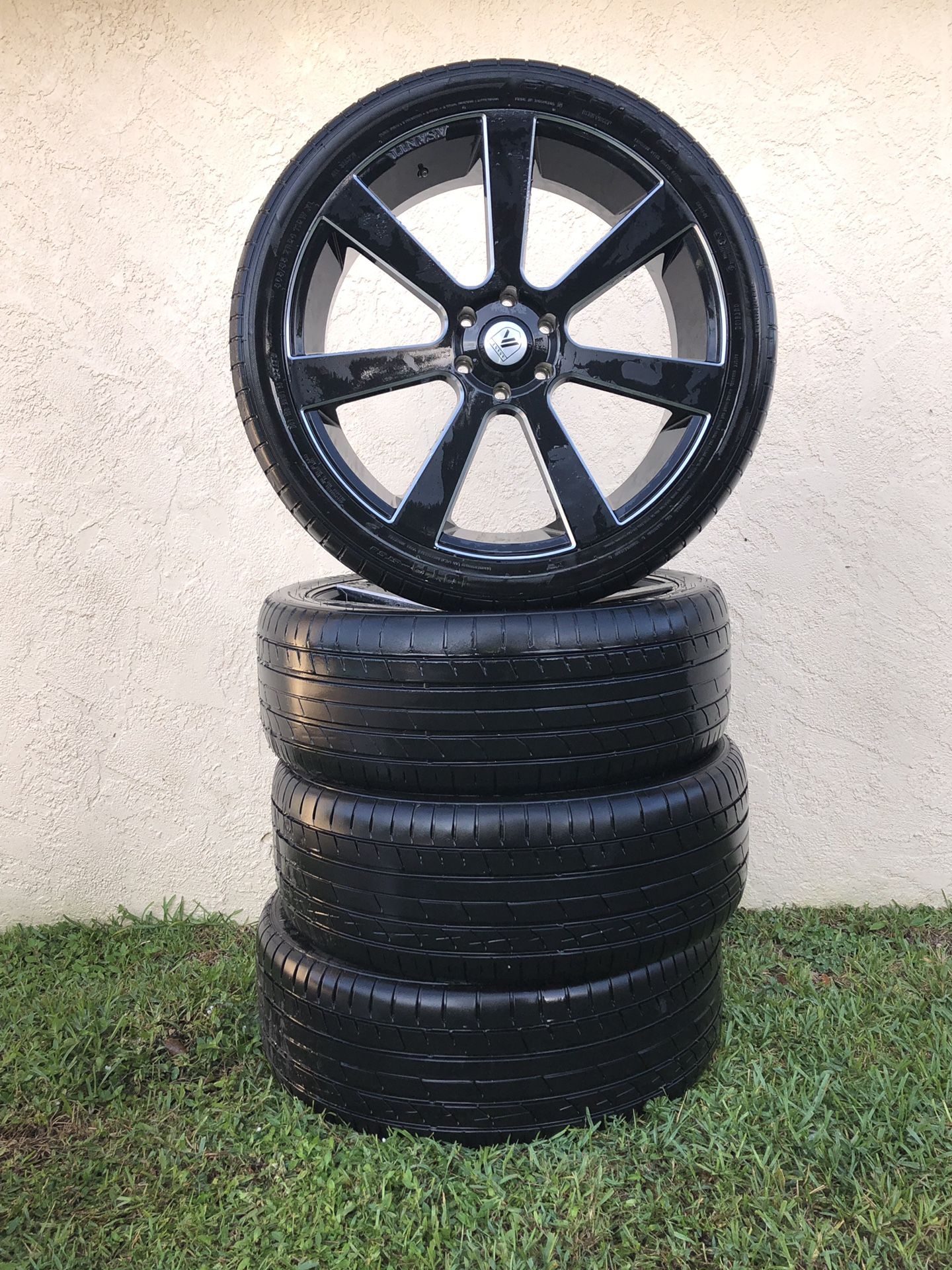 Silver and Black 24 inch Rims with Accelera All Season Tires