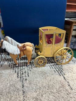 American girl Colonial carriage and two horses- sold as is