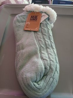 Muk Luks Cable Knit Slipper Socks L/XL
