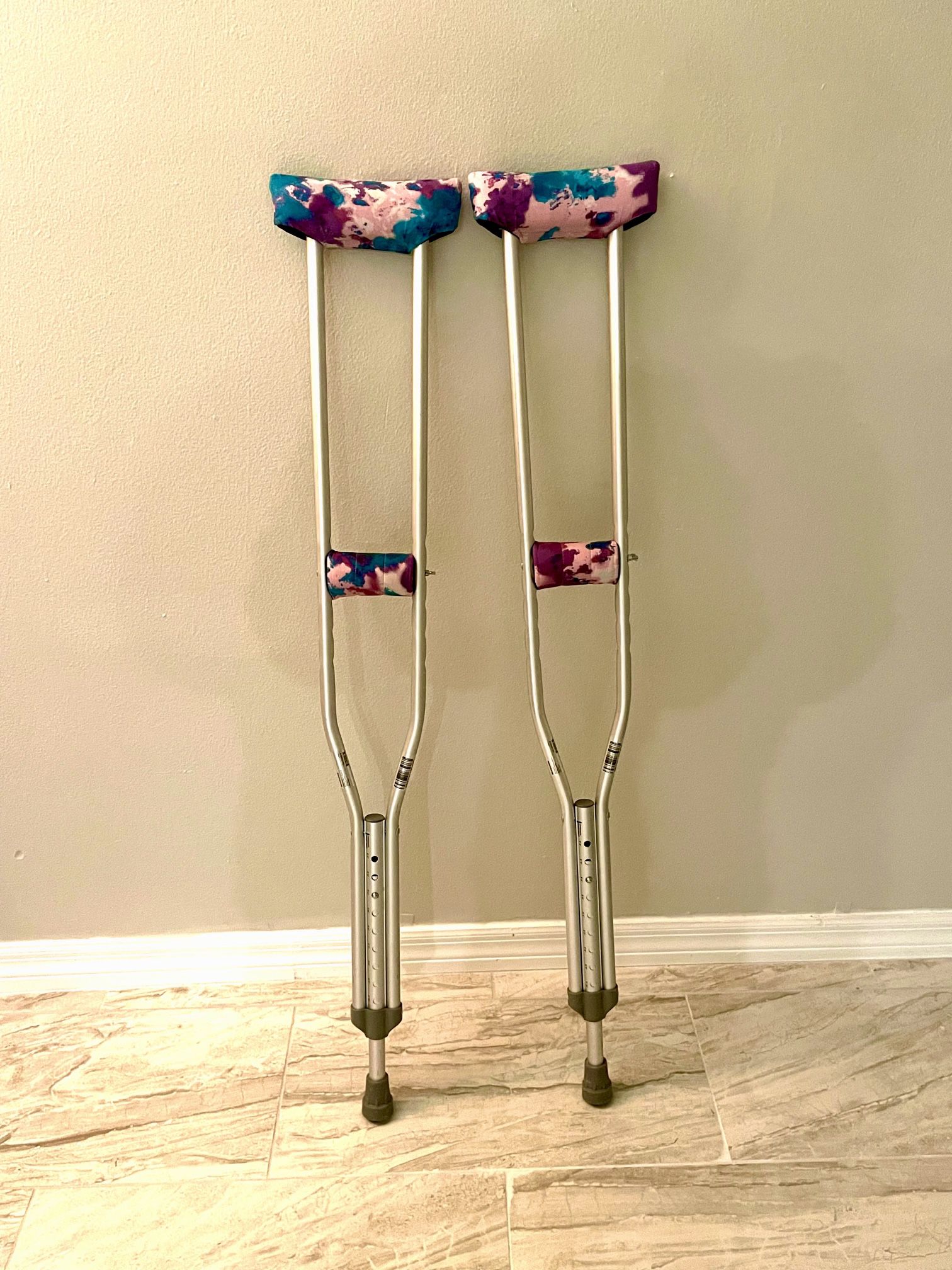 Slightly Used Crutches With Tye Dye Covers 