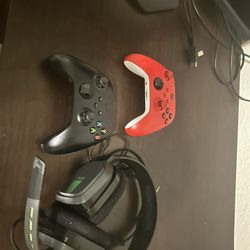 2 Xbox Controllers and Headset