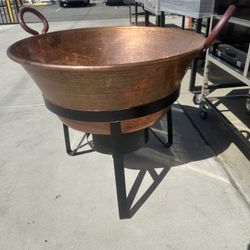 Cazo De Cobre Extra Large Con Vase Y Quemador!!!!!
