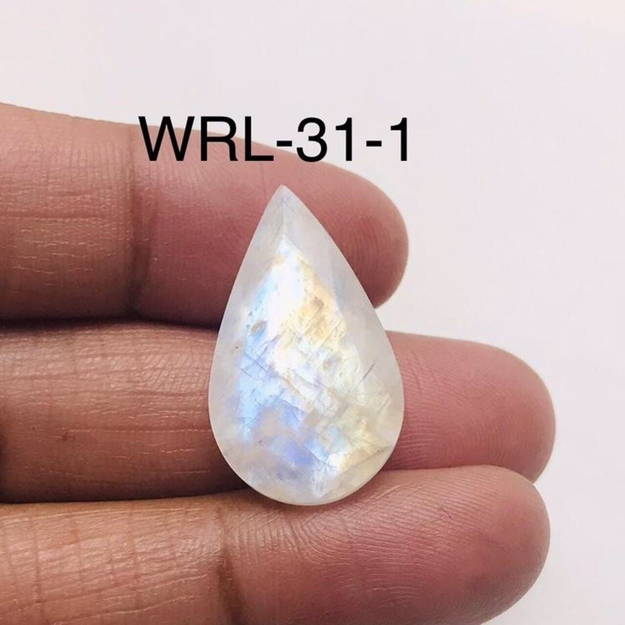 White Rainbow Moonstone Facetted Cut Stone Pear Shape Gemstone-WRL-31-1