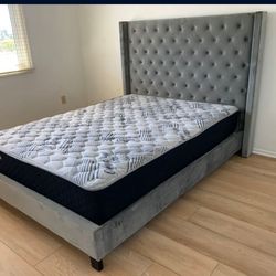 Queen Size Bed Frame with Mattress