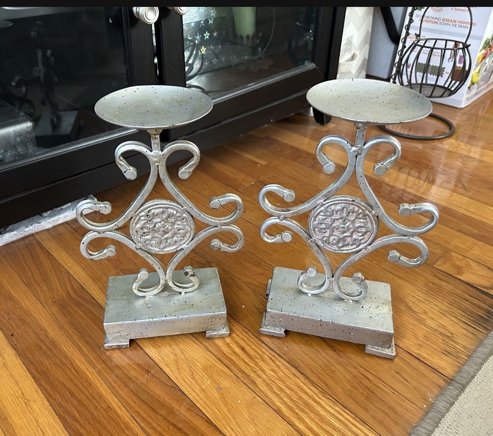 Two Identical Candleholders 10.5”
