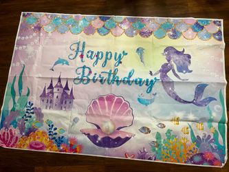 Mermaid Happy Birthday Backdrop Under The Sea Birthday Party