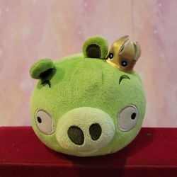 Angry Birds Green Pig Toy Plushie with Crown 5"  M