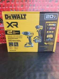 DEWALT 20V LITHIUM-ION CORDLESS 2-TOOL COMBO KIT W/ 20V/60V  FLEX-VOLT 9 AH BATTERY, 4 AH BATTERY AND CHARGER