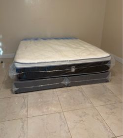 12” King Plush Pillow Top Mattress Set $399 | Brand New