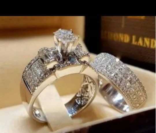 Womens 2pc Fashion Zirconia Wedding Ring Set