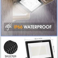 2-Pack 250W LED Flood Lights – IP66 Waterproof Outdoor Spotlights (New)
