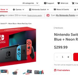 Nintendo Switch™ - Neon Blue + Neon Red Joy-Con + 5 Games