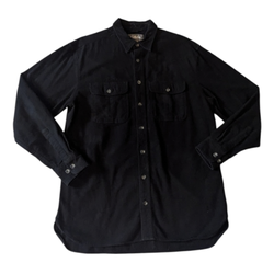 Y2K Cabela's Black Soft Chamois Flannel Heavyweight Cotton Long Sleeve Shirt Men's Large Tall