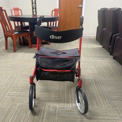 Drive Medical Rollator Walker w/ Seat & Storage – Red