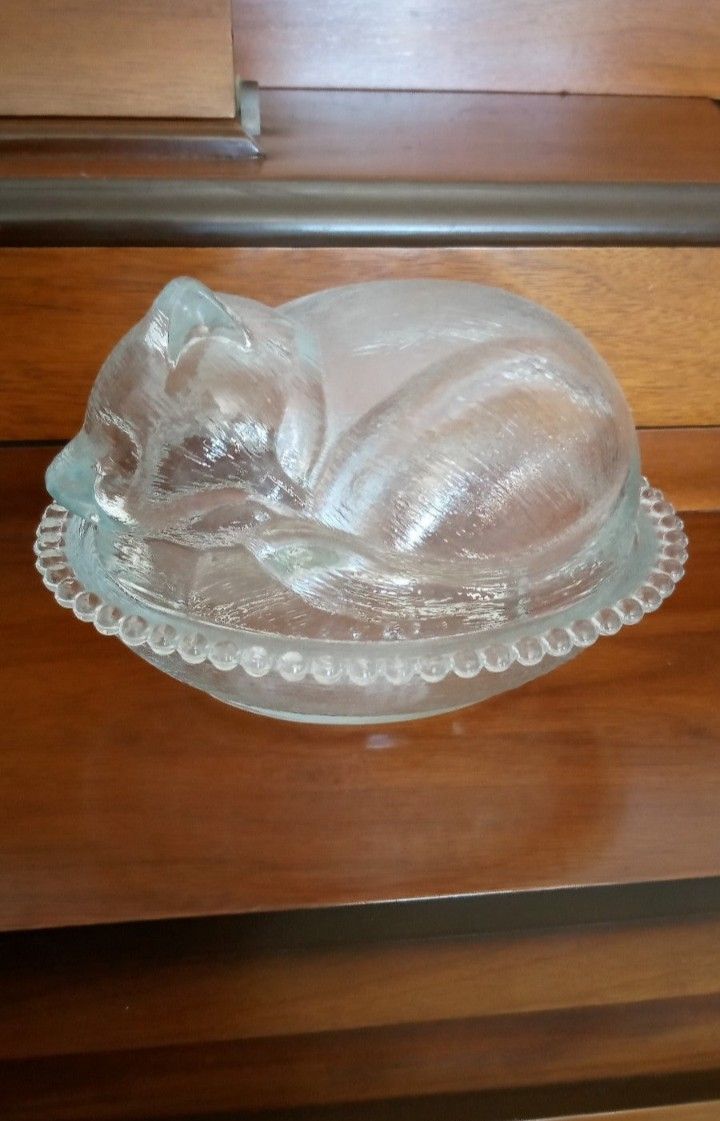 Glass Cat Candy Dish