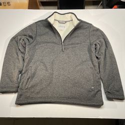 Orvis Fleece Sweater Mock Neck Quarter Zip Pullover Gray Mens Size Large 