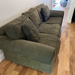 Green Couch And Loveseat With Ottoman 