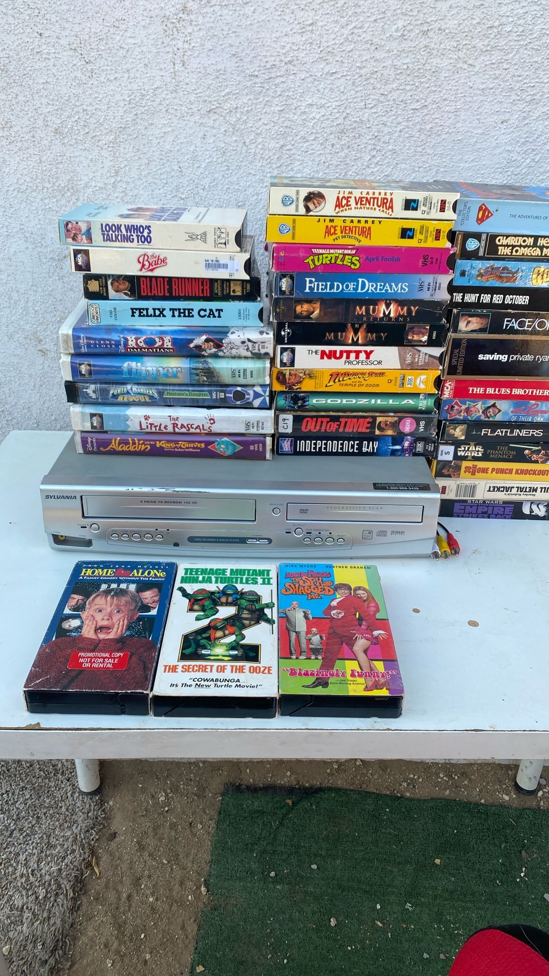 VHS Player + DVD Combo + 50 VHS Movies