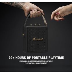 Marshall Stockwell II Portable Bluetooth Speaker, Black and Brass