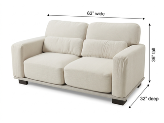 Modern Upholstered Loveseat 63” Cream Two Seat Sofa