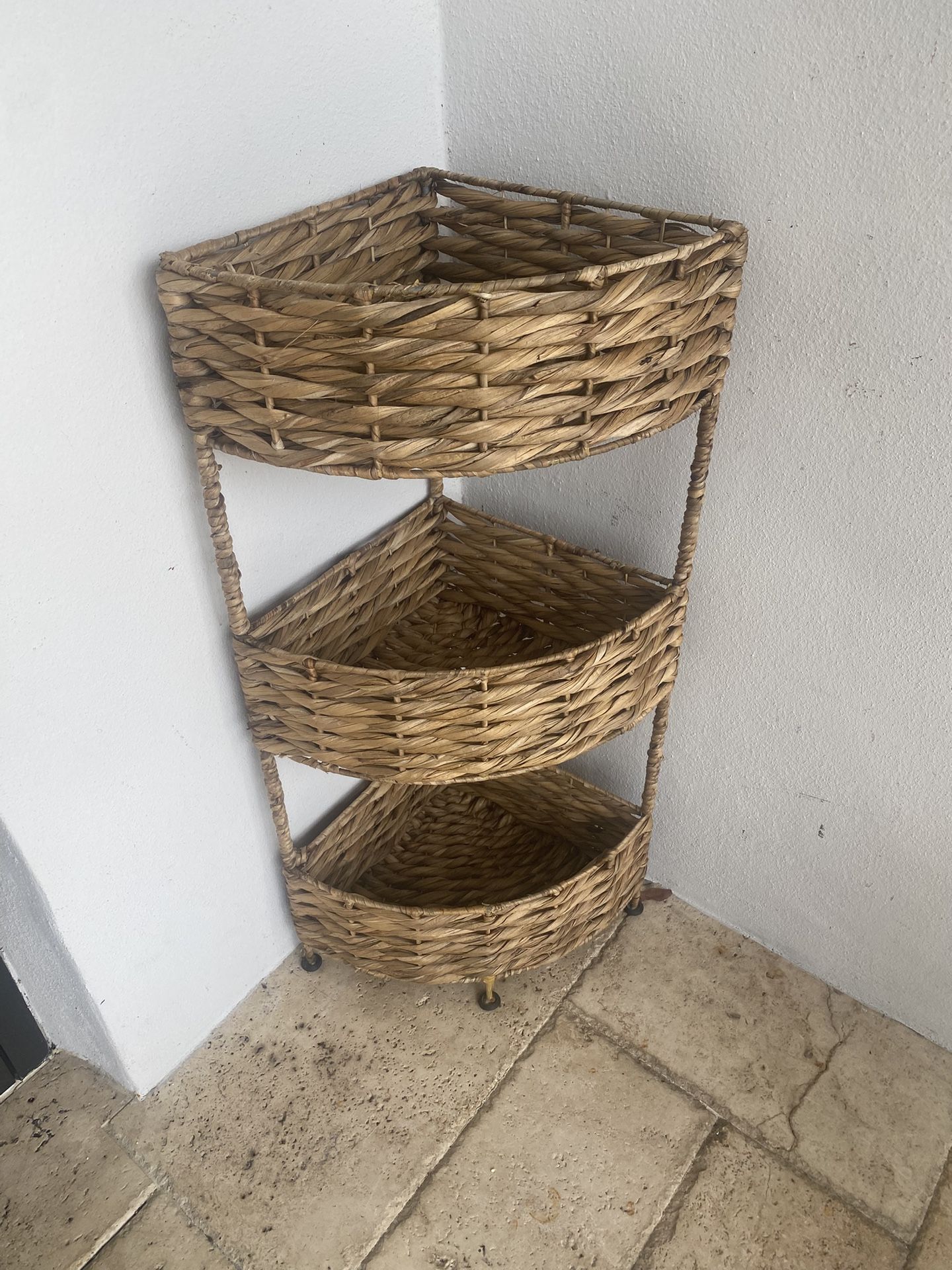 3-Tier Corner Weave Storage Shelf Stand