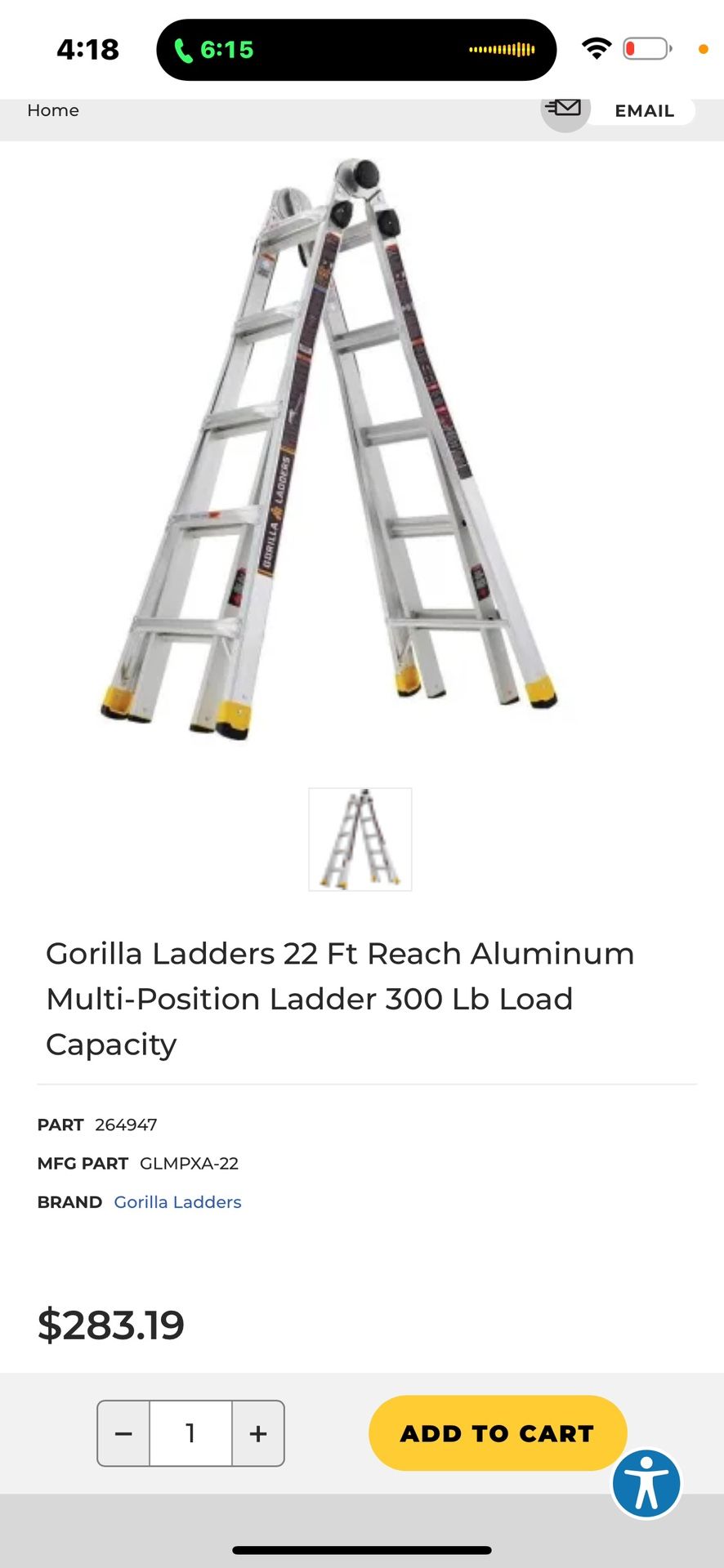Ladder Gorilla 300lbs Capacity 22”