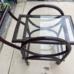 Vintage Rattan Bamboo Bar Cart MCM Mid Century Modern