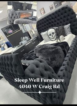 🌟Queen, King Light Up Fireplace TV Pop Up Bed Frame 💥 Furniture Sectionals Avail