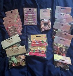 Party Favors- Bracelets, Hair Clips, Stampers (New In Package)