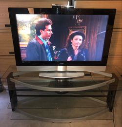 42” Vizio Gallevia HDTV and 3 tiered Glass Entertainment Center