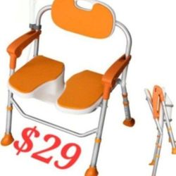 Folding Shower Chair For Inside Shower Stall, Bath Tub Shower Safety Seat Stool With Arms And Back Adjustable Height Shower Bench For Elderly Handicap