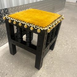 Small Turkish decorative footstool..  11” x 11” square , 12” high $30