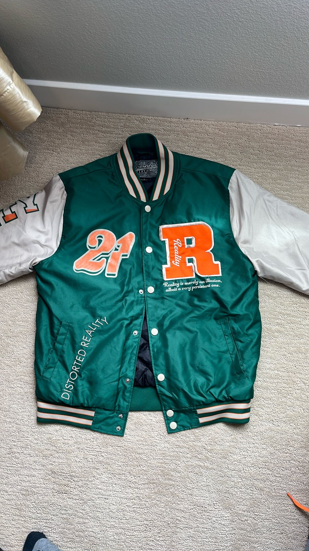 Men’s Pacsun Varsity Bomber Jacket distorted reality size small