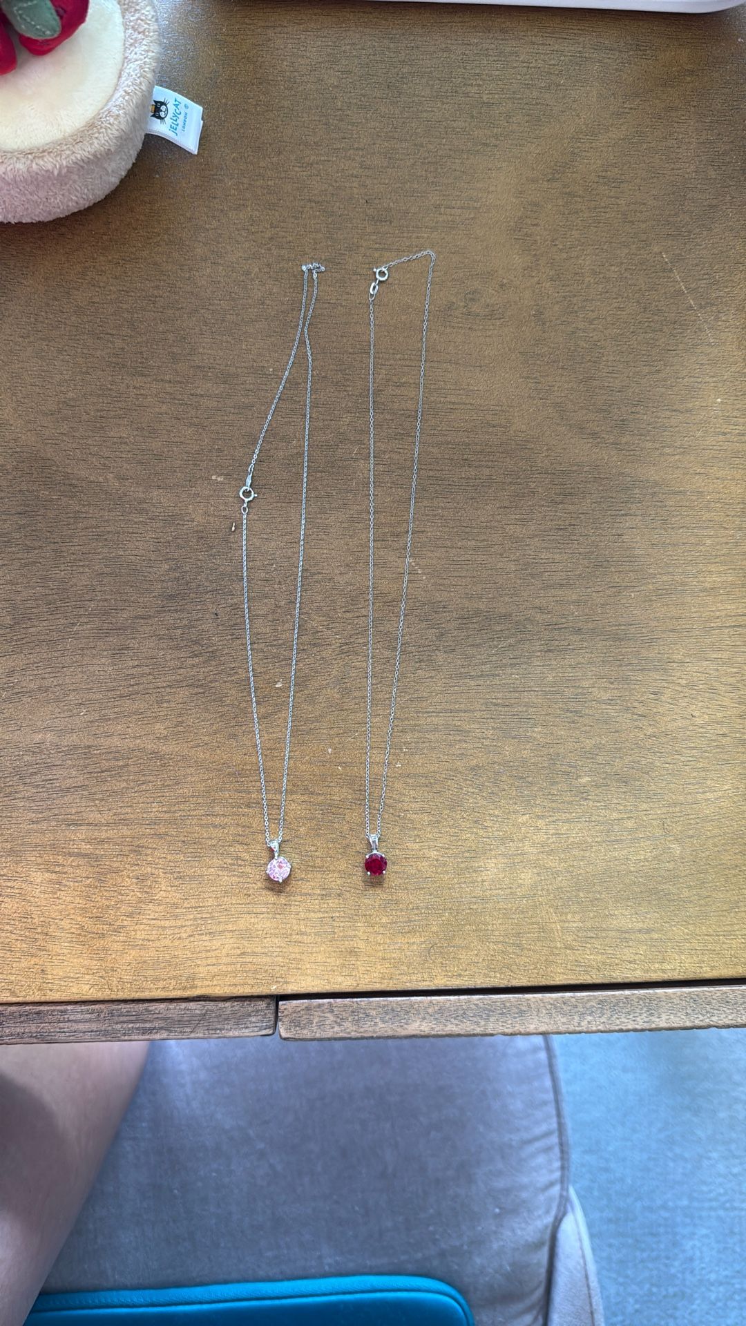 Pink and red gem necklace