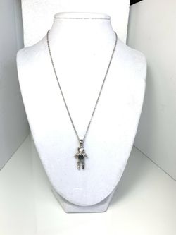 Silver 925 stamped necklace with Tanzanite rhinestone pendant