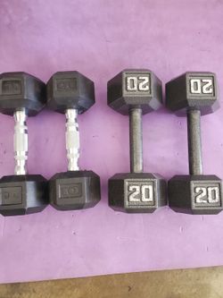 10 and 20 lb dumbells