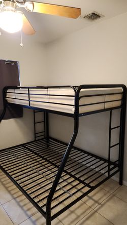 Twin over full kids metal bunk bed (Black)