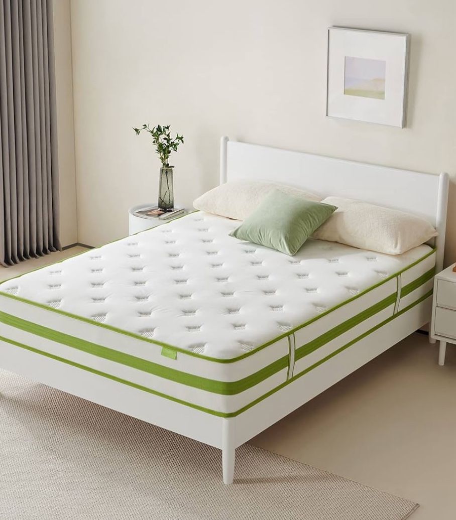 Full Size Mattress 10 Inch, Hybrid Mattress Full with Cooling Gel Memory Foam and Pocket Spring, Organic Cotton Fabric Cover, Medium Firm Feel, 54 * 7