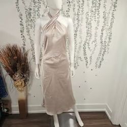 NWOT Show Me Your Mumu Jasmine Halter Midi Dress in Show Me The Ring Az XXS _