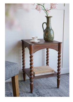 Coffee Table with Turned Spiral Legs and Lower Shelf