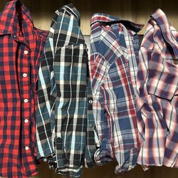 Boys Plaid Button Up Shirts (4 Total)