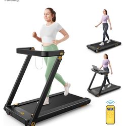$250 - UREVO Treadmill with Desk, 3 in 1 Foldable Treadmill with Removable Desk, Install Free Under Desk Treadmill, 3HP Powerful Walking Treadmill for