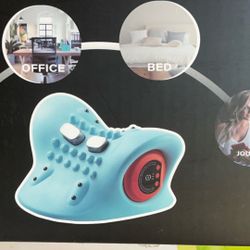 Neck Massager Pillow for Deep Tissue Pain Relief, Portable Neck Stretcher with Heat, 3 Adjustable Modes, Ergonomic 26° Shoulder Massager, Blue