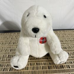 VTG Coca-Cola White Polar Bear 11" with Emblem Plush Stuffed Animal Toy 1996 