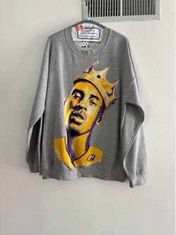 Kobe Bryant Biggie Smalls Graphic Crewneck Sweatshirt Men’s Large Gray Lakers Hip Hop