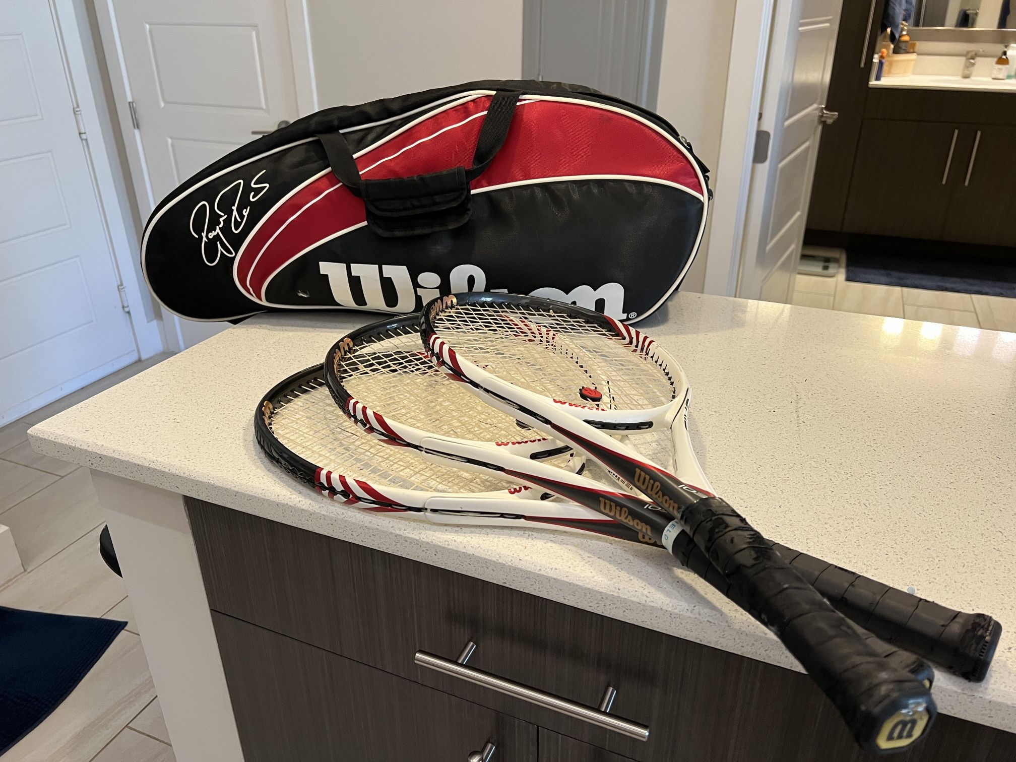  3 wilson BLX 103 Tennis rackets 4 3/8 grip with bag