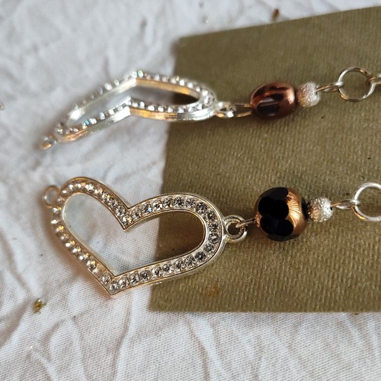 Heart Copper Flash Glass Drop Earrings