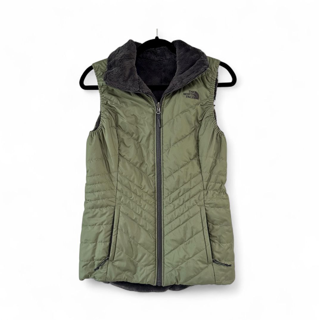 The North Face Reversible Dark Olive and Gray Jacket Vest