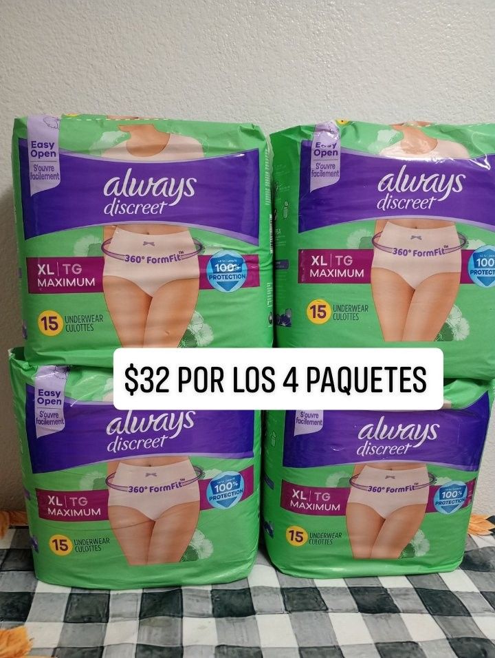 4 Paquetes de Pañales Para Adulto Size XL,
