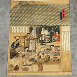 Japanese Woodblock Print Tosa Mitsuoki (1(contact info removed)) "Weavers”